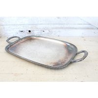 Vintage Oneida Hadden Silver Plate Oblong Etched Serving Tray - Mid Century Lovely Detail 1970S | Etsy (US)