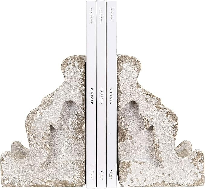 Creative Co-Op Distressed White Corbel Shaped Bookends (Set of 2 Pieces) | Amazon (US)
