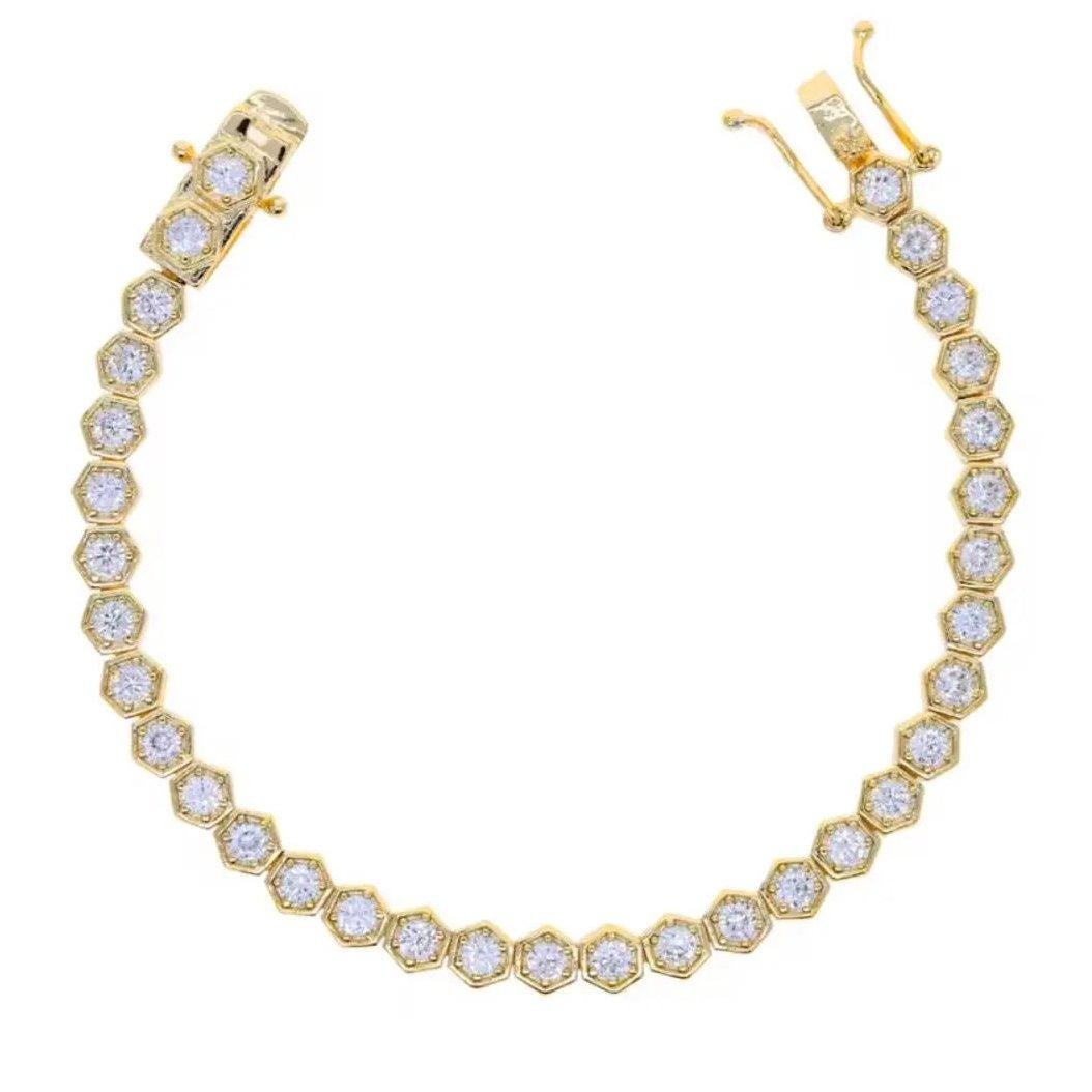 Hexagon Crystal Tennis Bracelet - Ahava J | Ahava Jewels