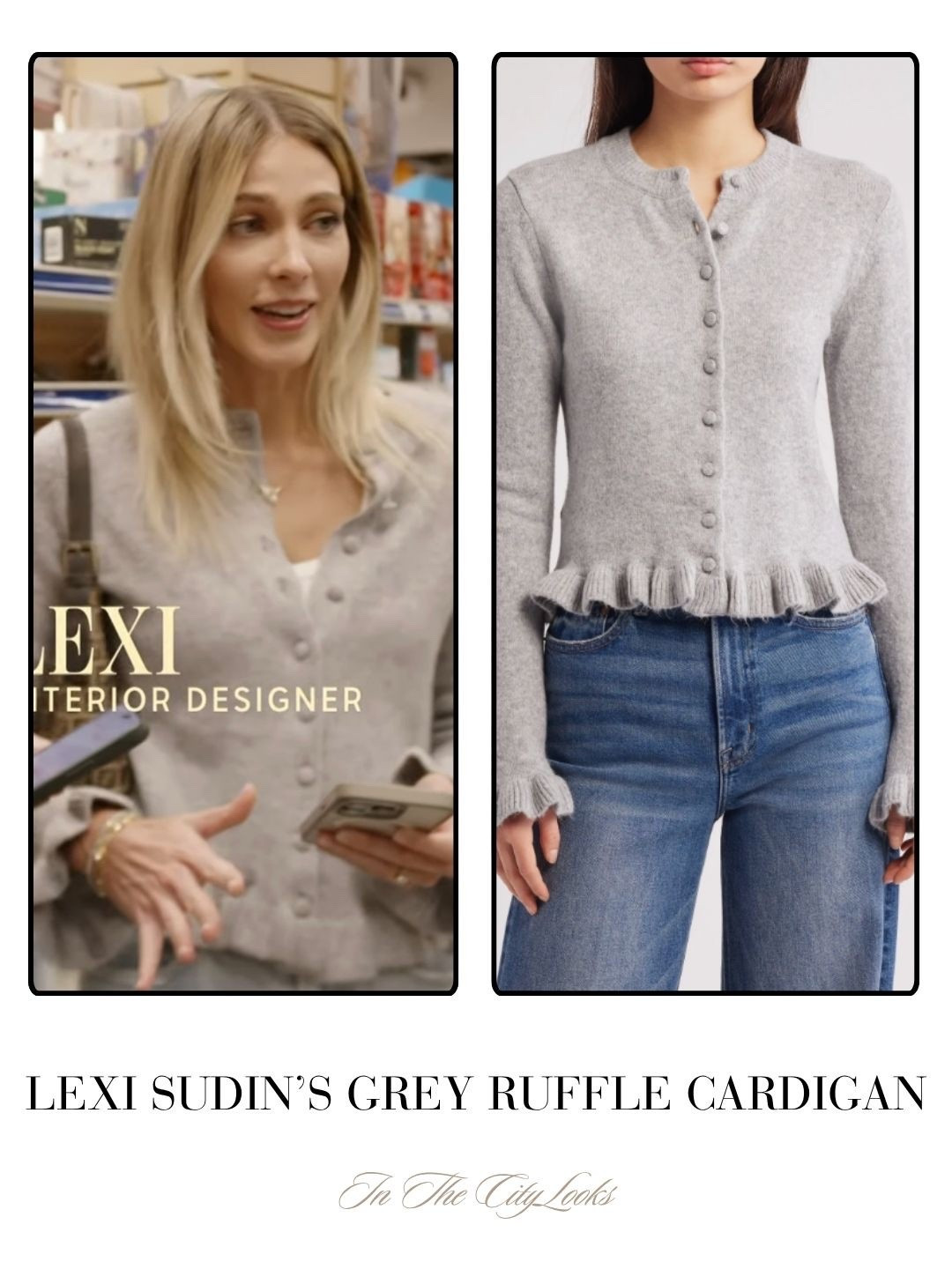 Lexi Sudin’s Grey Ruffle Cardigan