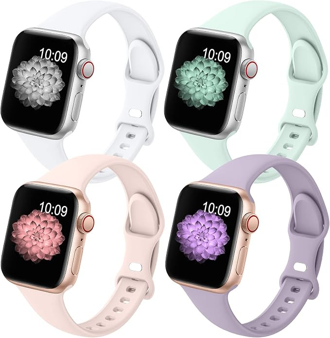 GeekSpark 4 Pack Slim Band Compatible with Apple Watch Band 38mm 40mm 41mm 42mm 44mm 45mm for Wom... | Amazon (US)