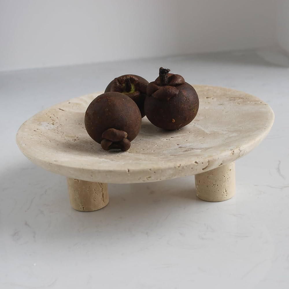 Handmade Travertine Fruit Bowl for Kitchen Counter 10", Large Decorative Bowl for Home Decor, Mod... | Amazon (US)