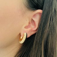 Chunky Gold Hoops, Small Hoop Earrings, Thick Filled Twisted Hoops | Etsy (US)