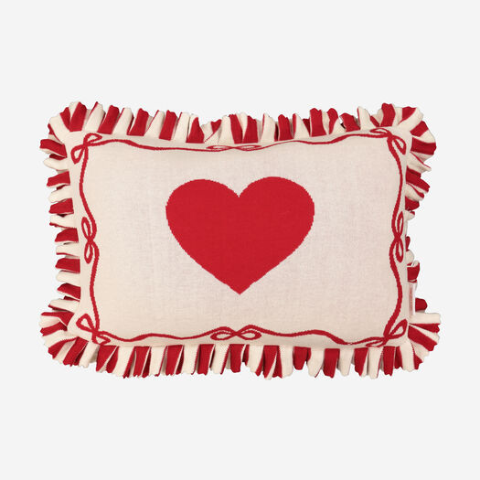 Cream & Red Heart Cushion 50x35cm | TK Maxx