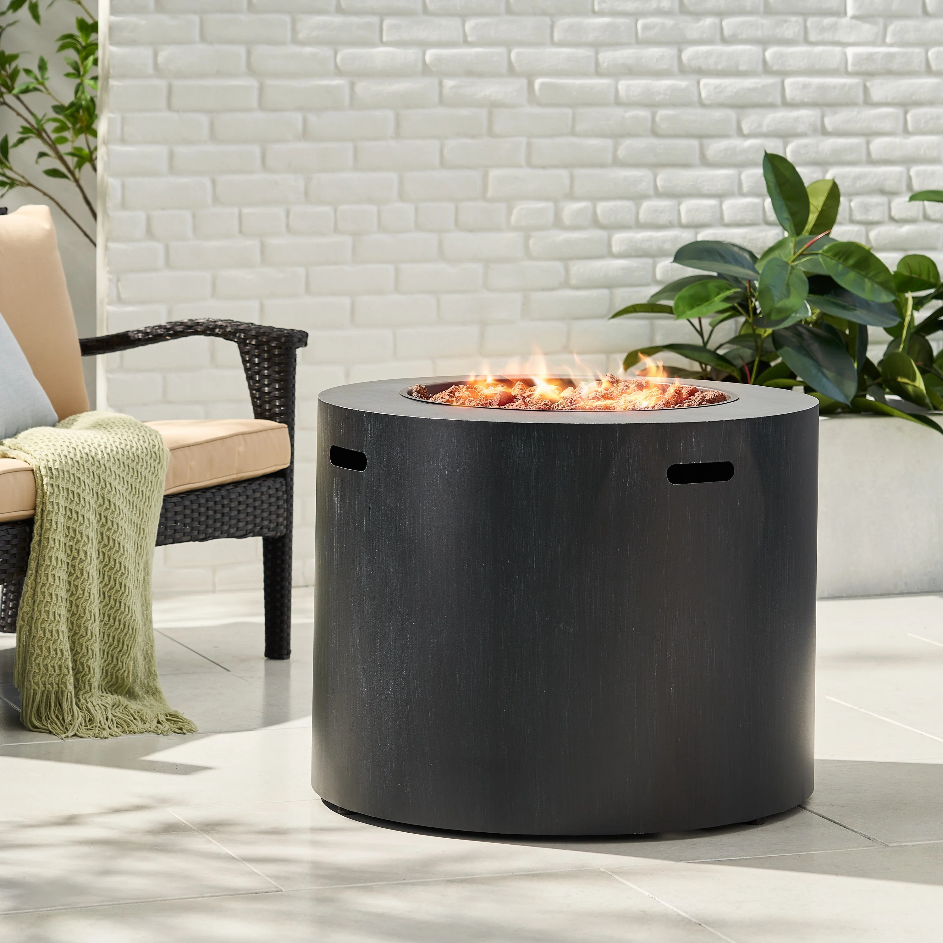 Reign Metal Outdoor 40,000 BTU Circular Fire Pit, Brushed Black | Walmart (US)