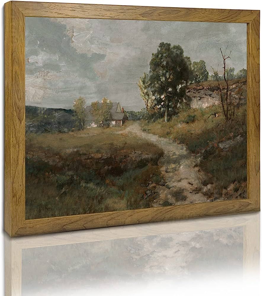 Natural Landscape Art - Vintage Print Country Landscape Painting， Framed Canvas Prints Wall Art... | Amazon (US)