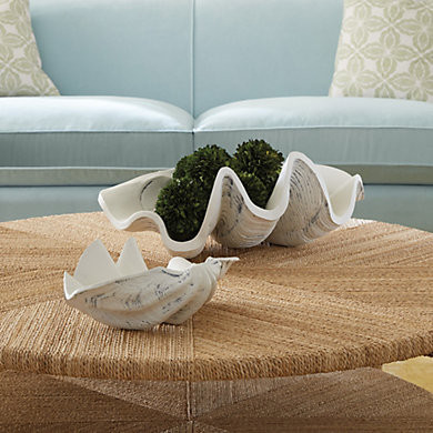 Decorative Clam Shell Handcrafted Resin Centerpiece with Off White Finish | Ballard Designs, Inc.
