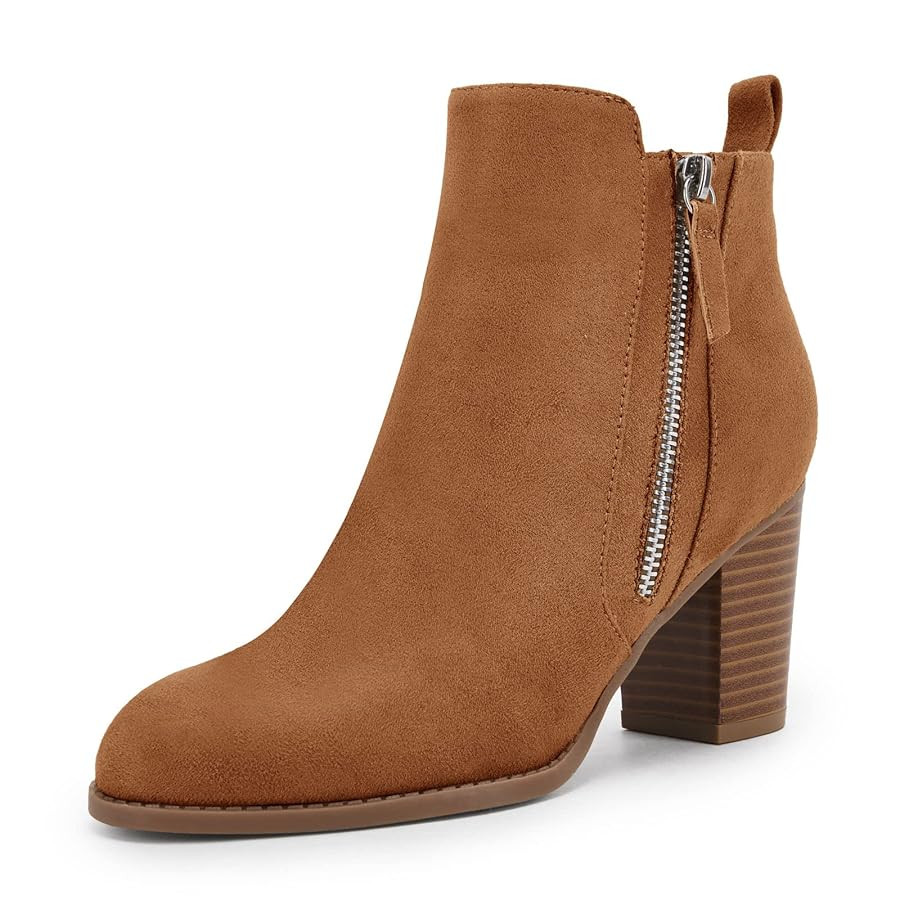 Rilista Ankle Boots for Women Chunky Block Heel Side Zipper Pointd Toe Suede Fall Winter Bootie S... | Amazon (US)