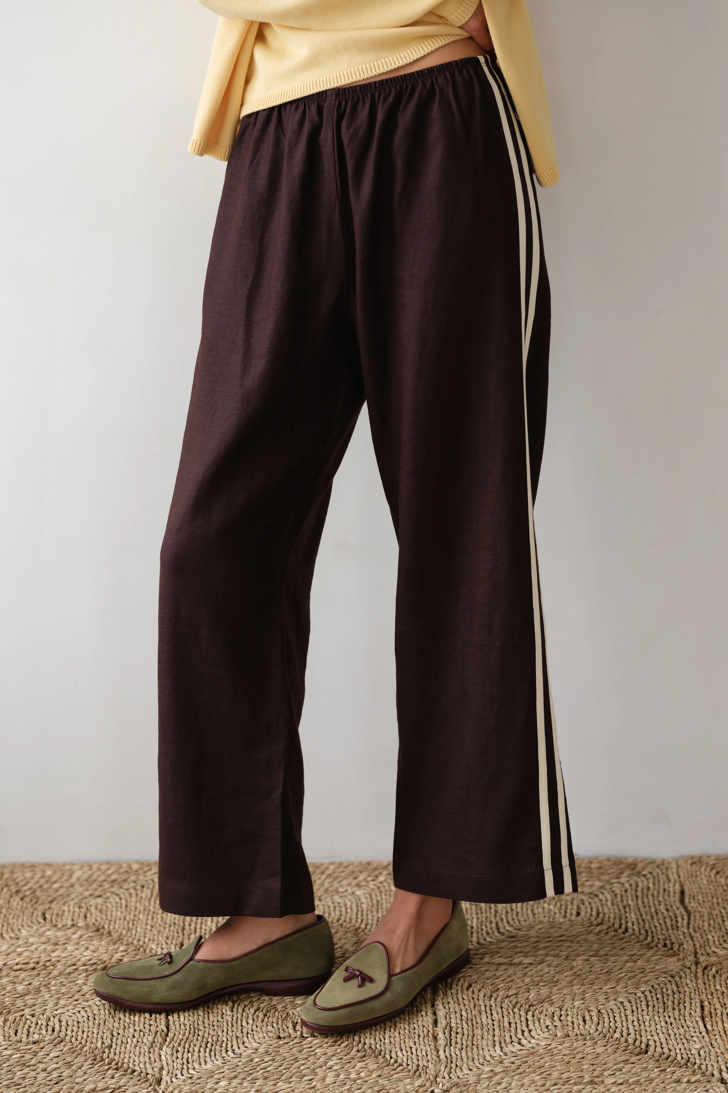 The Linen Crop Stripe Pant | DONNI.