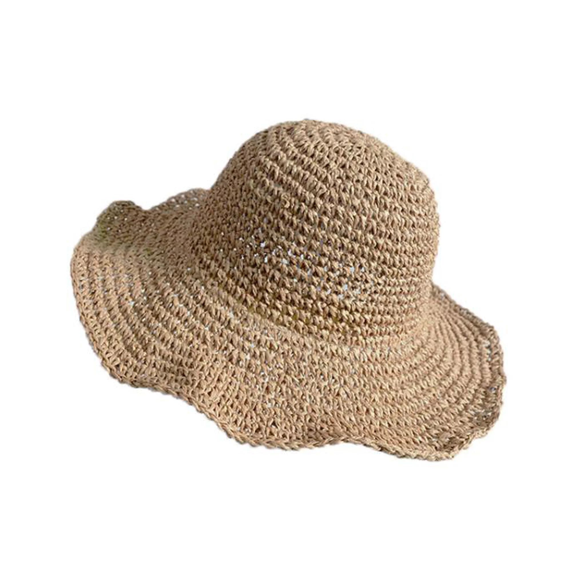 SUNSIOM Ladies Summer Sun Hats Women Panama Straw Beach Hats Foldable Wide Brim Floppy | Walmart (US)