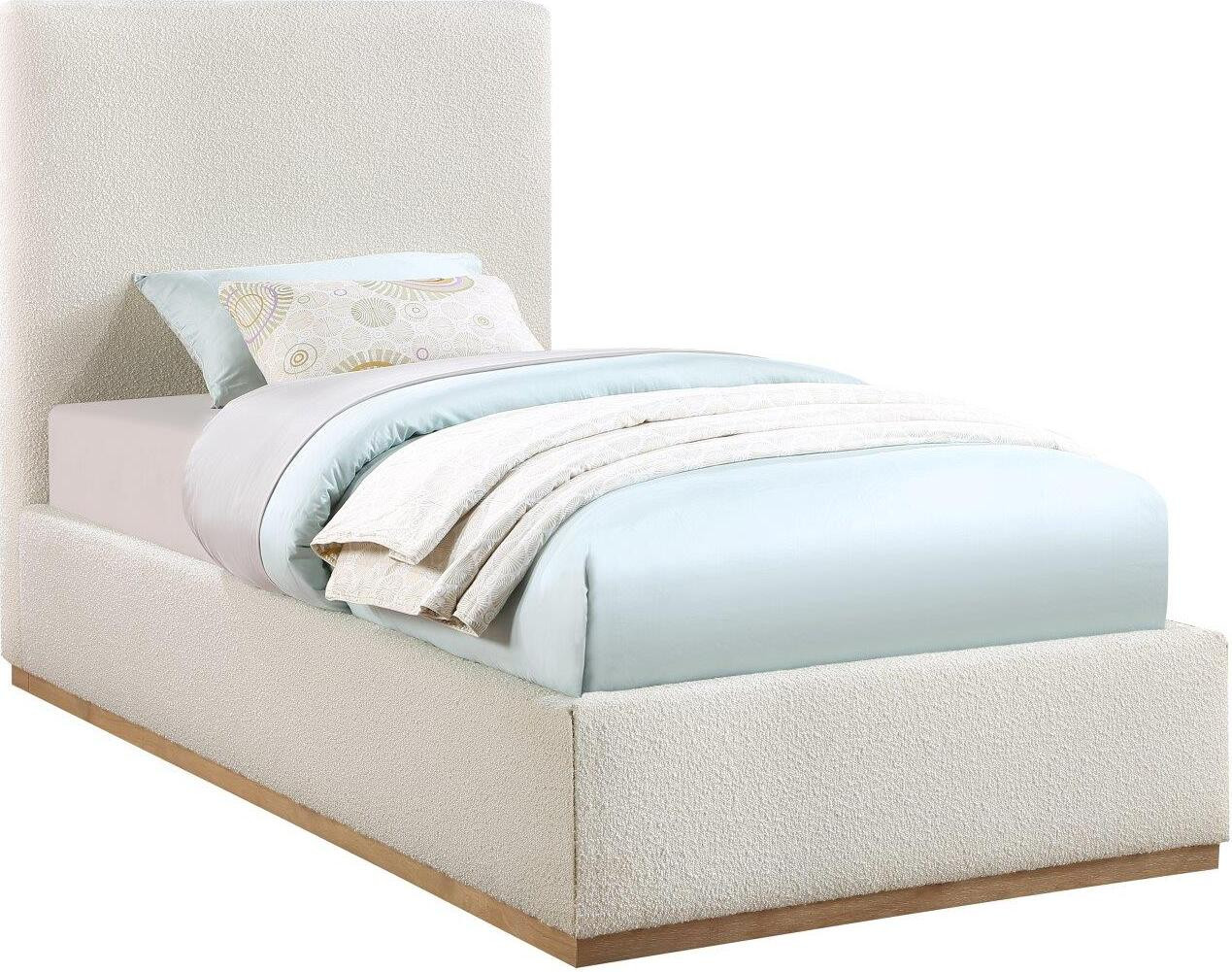 Monaco Cream Boucle Fabric Twin Bed | 1stopbedrooms