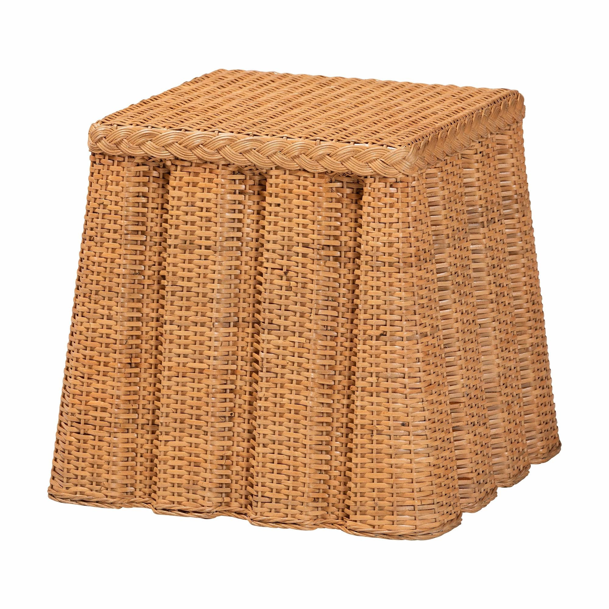 Bali & pari Andrea Natural Rattan End Table - Handwoven Wicker Accent Table with Pleated Skirt, B... | Amazon (US)