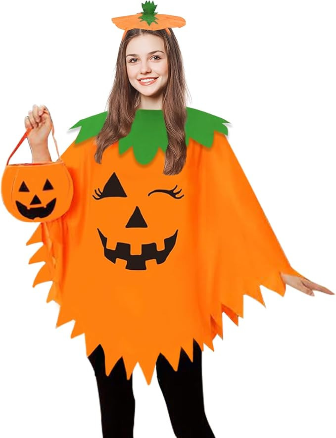 Halloween Pumpkin Costume for Women: Funny Adult Pumpkin Poncho Costumes for Halloween Cosplay Pa... | Amazon (US)
