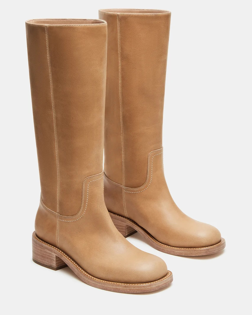 RIGGS Banana Leather Square-Toe Women's Boot | Steve Madden (US)