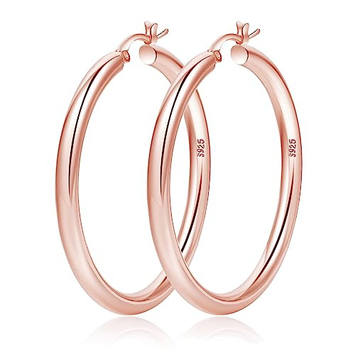 4mm Thick Gold Chunky Earrings Steling Silver Post Hoops Earrings For Women Hollow Tube Hoops Ear... | Amazon (US)