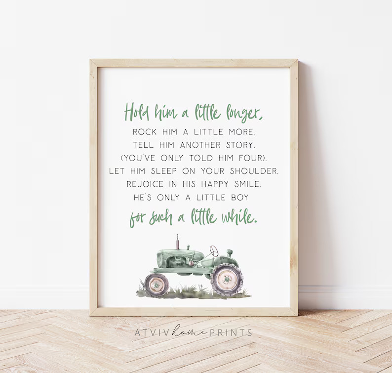 Hold him a little longer print, boys nursery print, tractor print, farm nursery print, farm nurse... | Etsy (US)