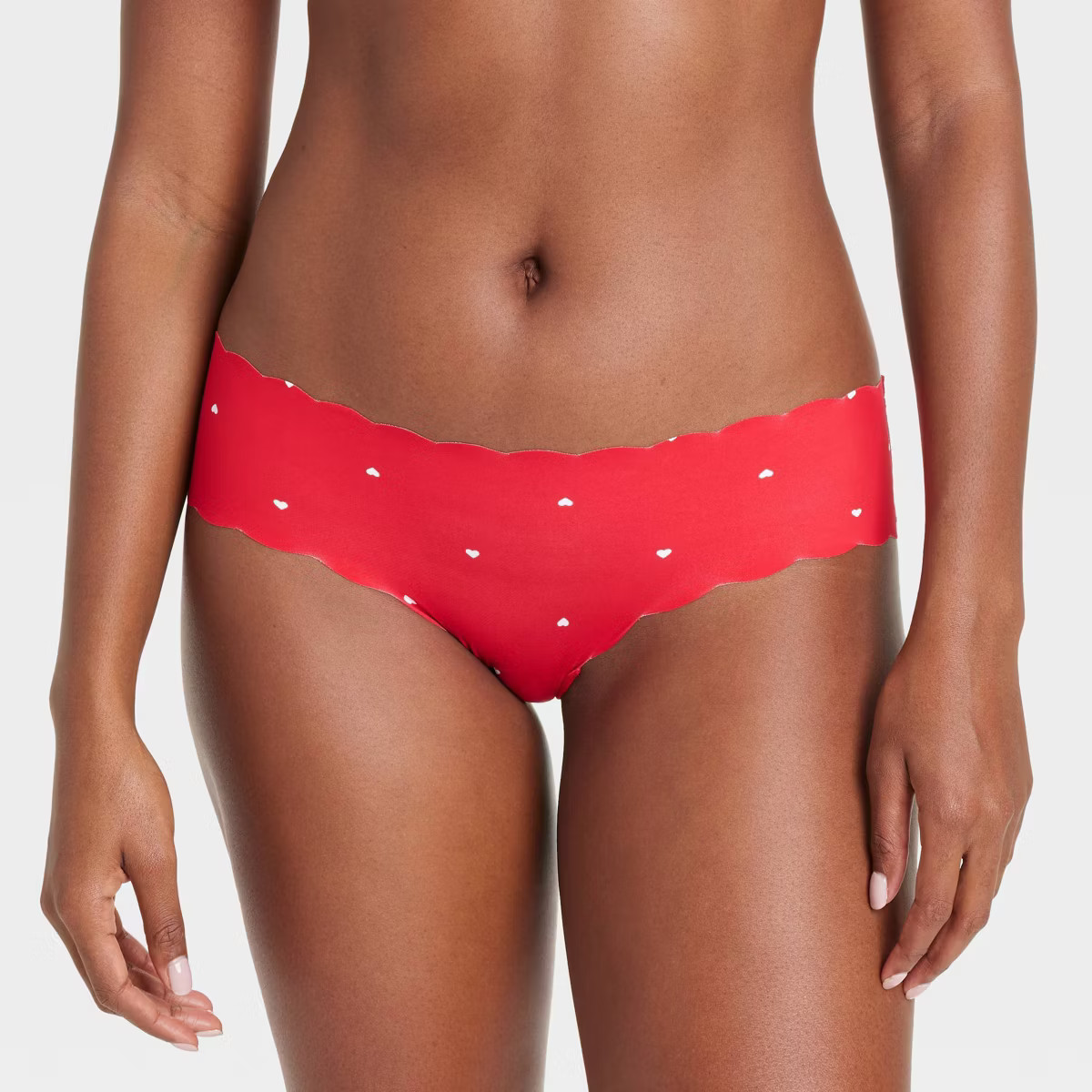 Women's Invisible Edge Cheeky Underwear with Scallop Edge - Auden™ Red XS | Target
