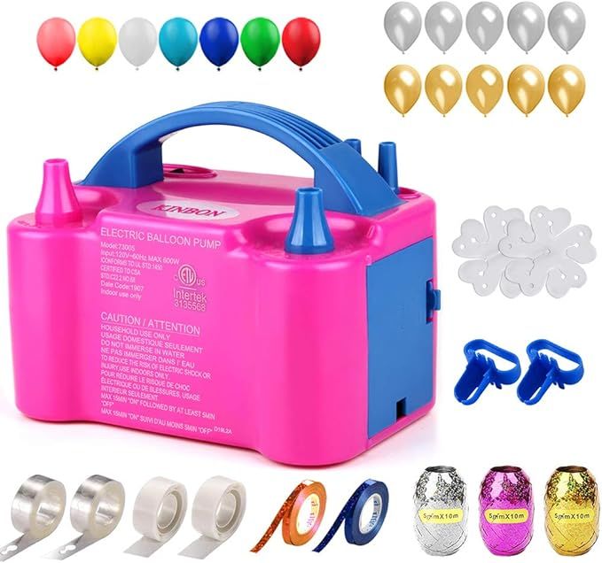 160 Pcs Balloon Pump KINBON Electric Portable Dual Nozzle Electric air Balloon Blower Pump, Elect... | Amazon (US)