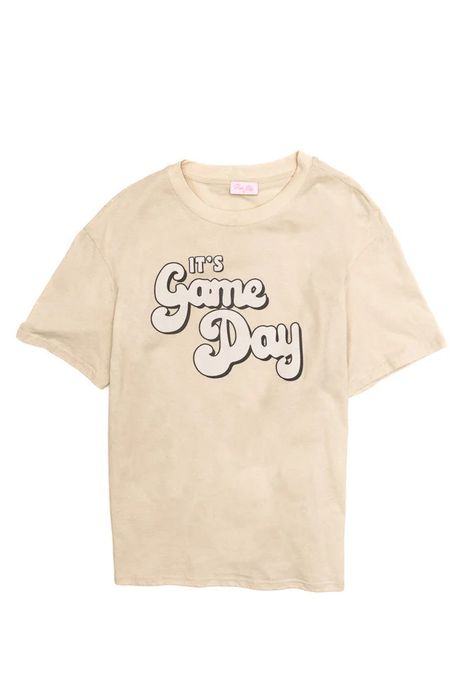 Its Gameday Ivory Oversized Graphic Tee | Pink Lily