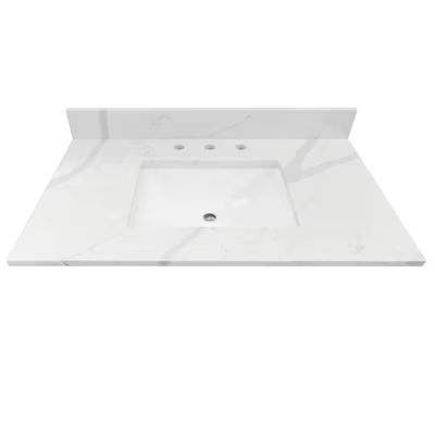 allen + roth Calacatta quartz 37-in White Quartz Single Sink Bathroom Vanity Top | Lowe's