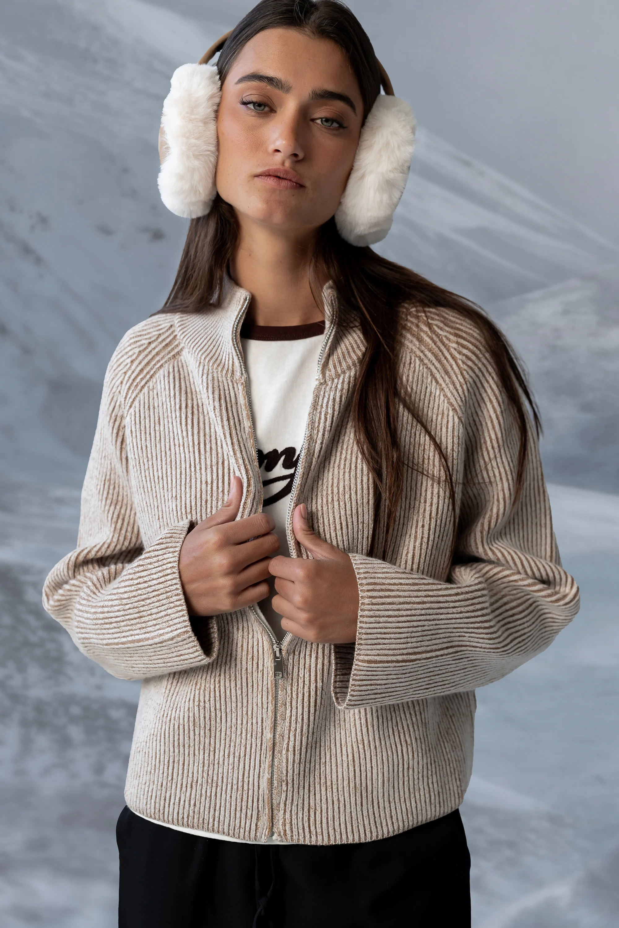 Abbie Ribbed Jacket in Taupe | Böhme US