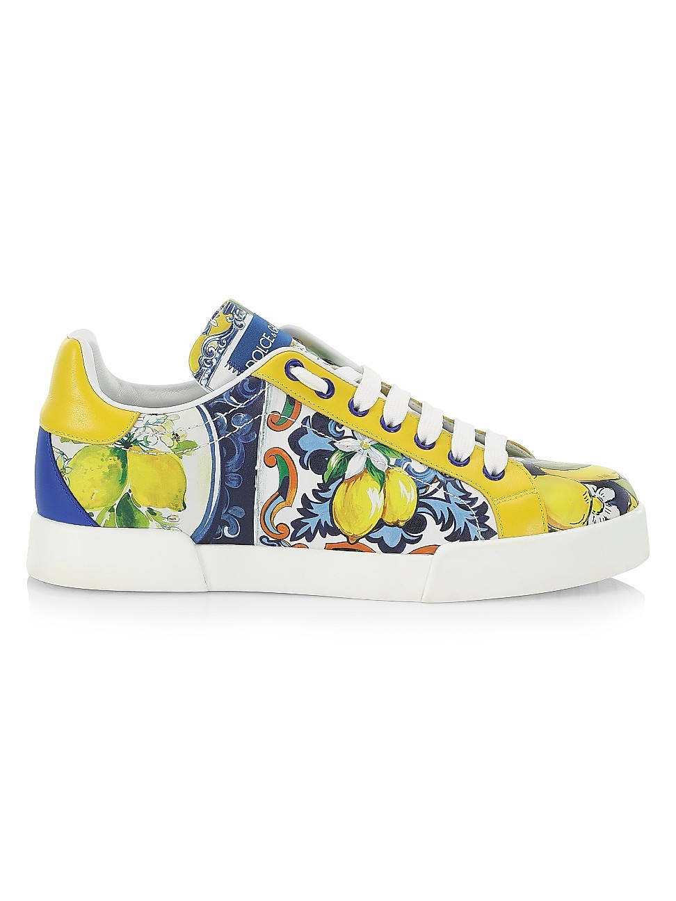 DOLCE & GABBANA Portofino Lemon-Print Leather Low-Top Sneakers | Saks Fifth Avenue