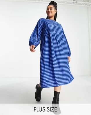 Daisy Street long sleeve smock dress in bright blue plaid | ASOS | ASOS (Global)