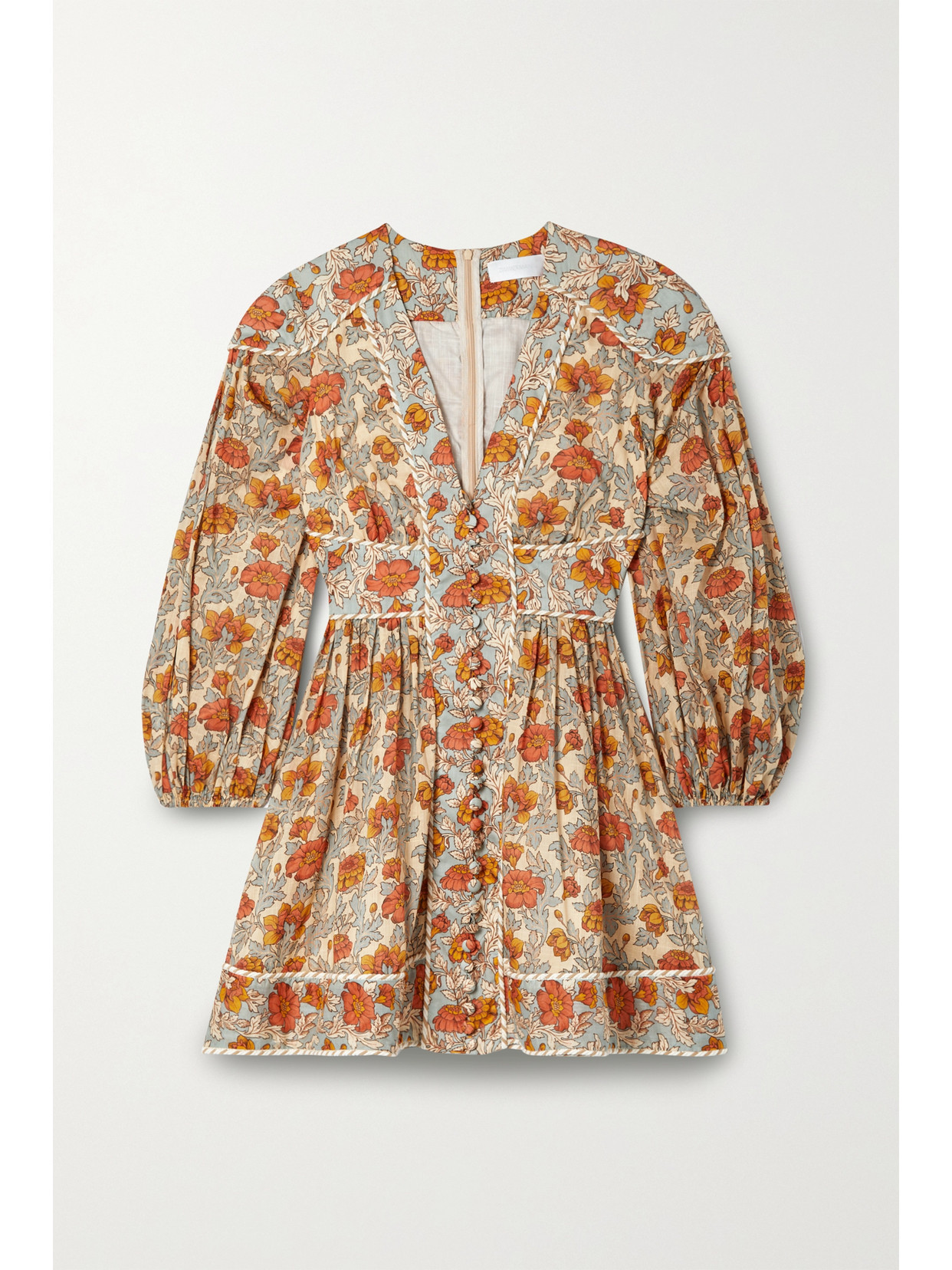 Zimmermann - Andie Floral-print Cotton Mini Dress - Blue | NET-A-PORTER (US)