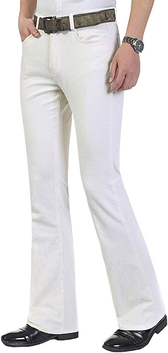 HAORUN Men Corduroy Bell Bottom Flares Pants Slim Fit 60s 70s Vintage Bootcut Trousers | Amazon (US)