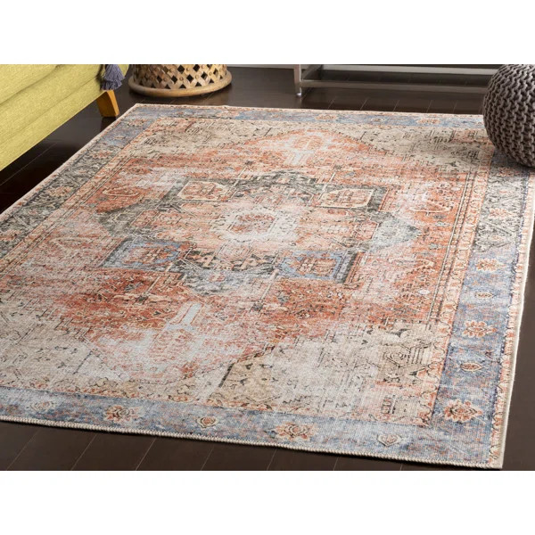 Mya Oriental Terracotta/Camel/Pale Blue Area Rug | Wayfair Professional