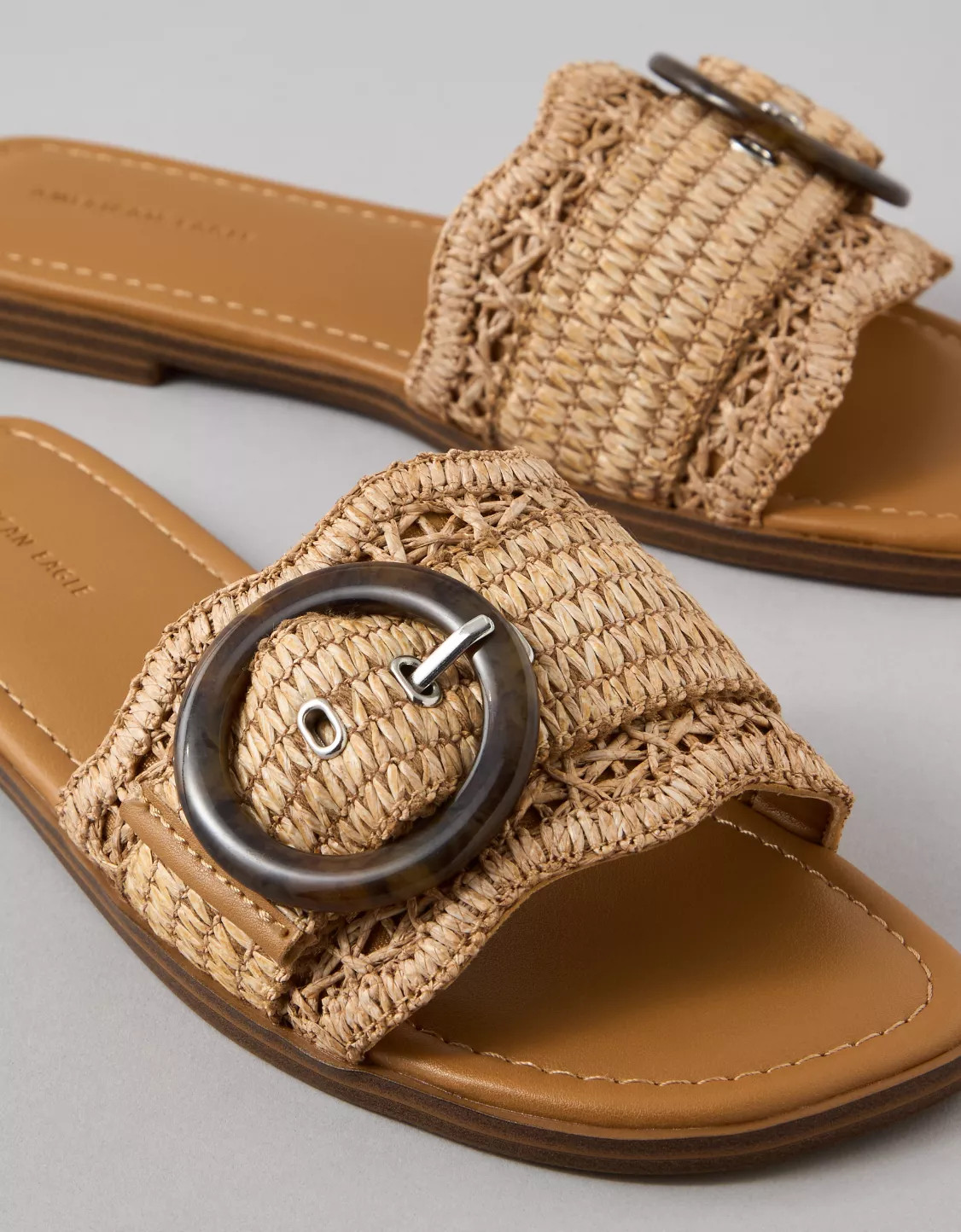 AE Raffia Buckle Slide Sandal | American Eagle Outfitters (US & CA)
