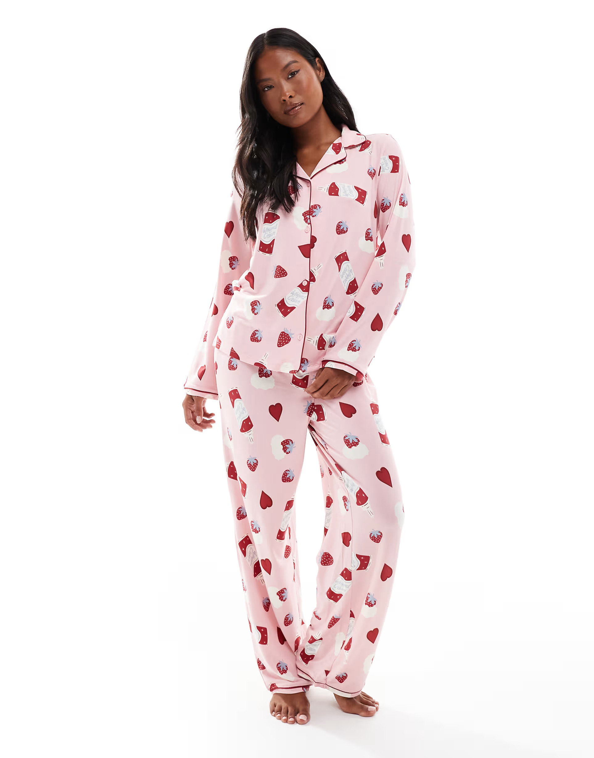 Urban Threads Petite dessert print pyjama set in pink | ASOS (Global)