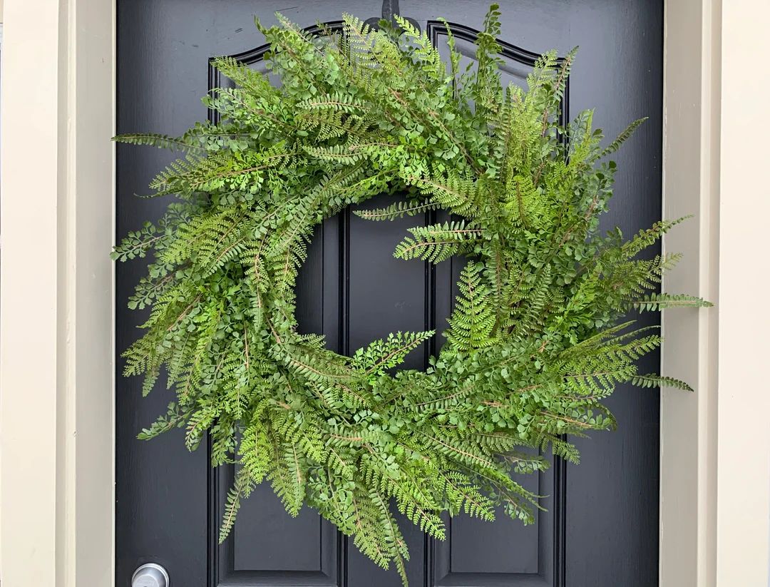 Spring Fern Wreath, Front Door Fern Wreaths with Boxwood | Etsy (US)