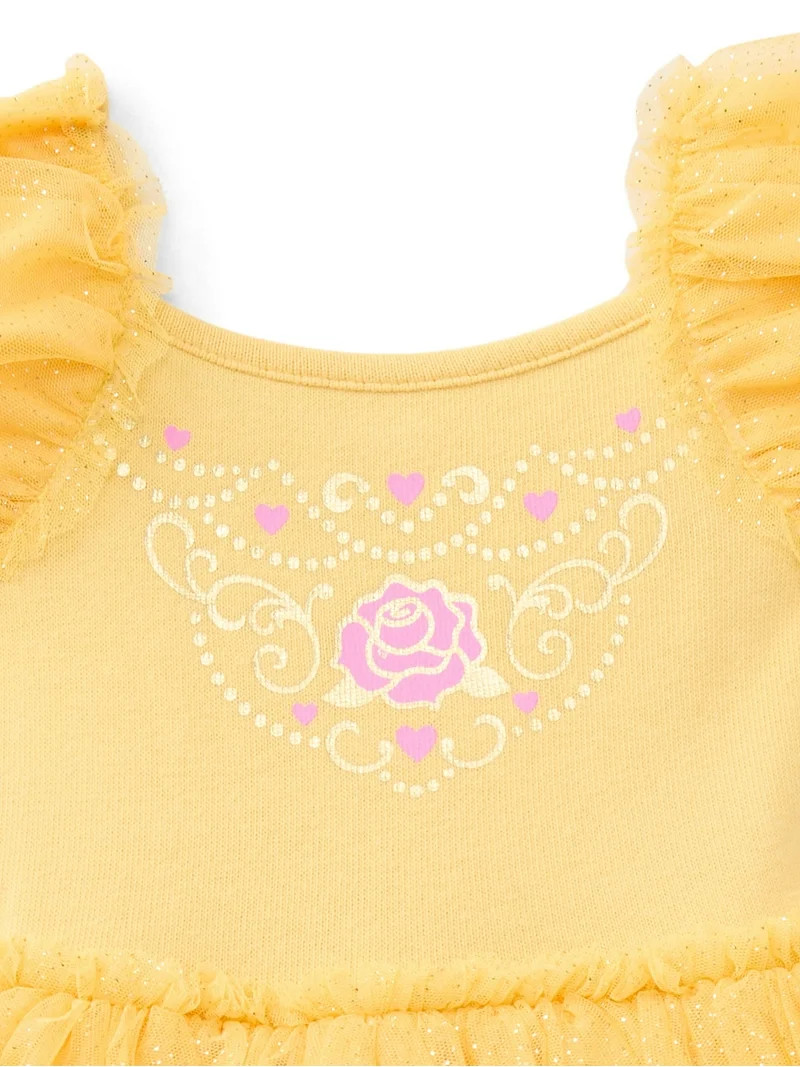 Disney Princess Toddler Girls Belle Cosplay Tutu Dress with Puff Sleeves, Sizes 12M-5T | Walmart (US)