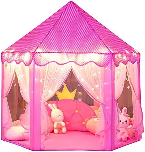 Wilwolfer Princess Castle Play Tent for Girls Large Kids Play Tents Hexagon Playhouse with Star L... | Amazon (US)