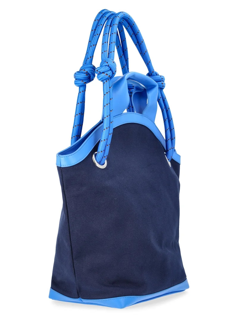 Free Assembly Women's Canvas Tote Bag, Navy/Blue | Walmart (US)