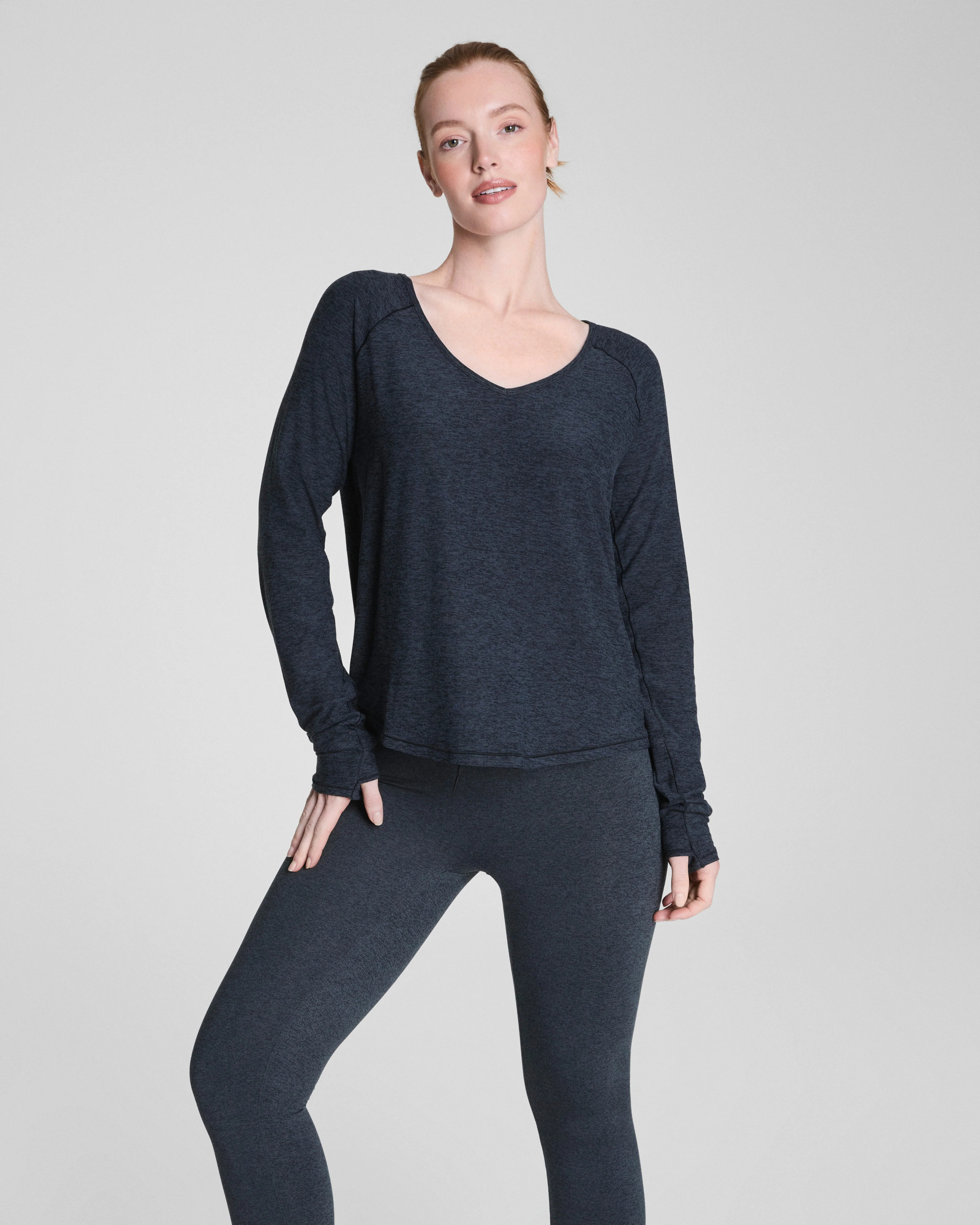 SoftStretch Long Sleeve V-Neck Top Smoothing & Stretch | SPANX | Spanx Canada