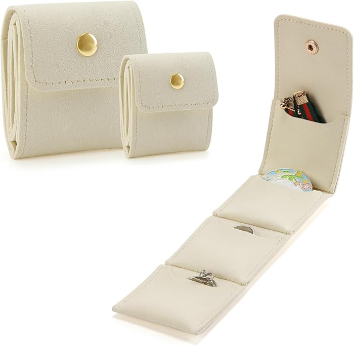 Valleycomfy Mini Travel Jewelry Case Suede Travel Jewelry Roll with Buckle Foldable Small Travel ... | Amazon (US)