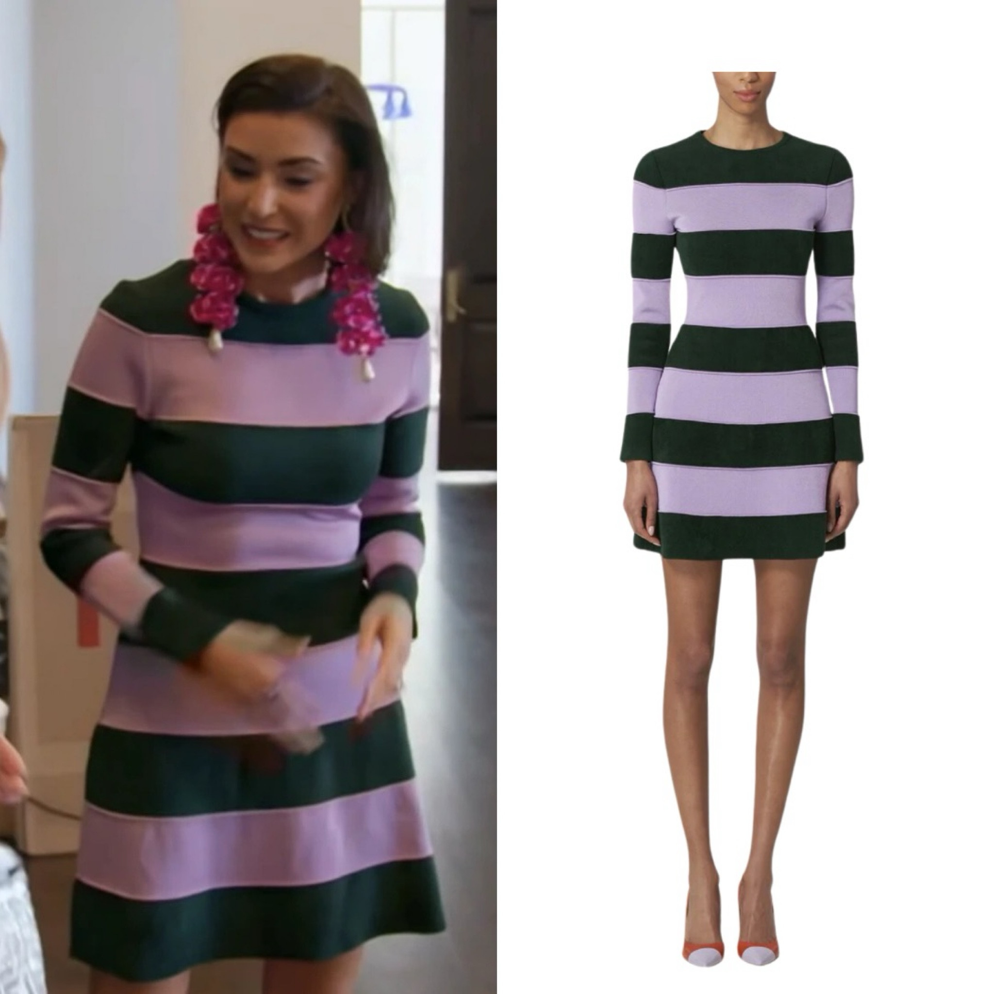 Bronwyn Newport’s Purple and Black Striped Dress 