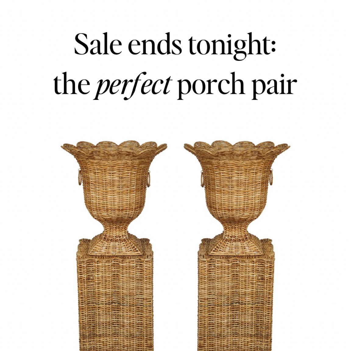 Wicker pedestal pair on sale.
Perfect porch decor. 


coastal finds, chinoiserie, blue and white, neiman marcus, nordstrom, belk, modern, bold, pop of color, anthro, anthropologie, home goods, marshalls, bloomingdales, serena lily, tabletop, table setting, set the table, summer decor, entertaining inspo, weekend sale, studio mcgee x target new arrivals, coming soon, new collection, fall collection, console table, bedroom furniture, dining chair, counter stools, end table, side table, nightstands, framed art, art, wall decor, rugs, area rugs, target finds, target deal days, outdoor decor, patio, porch decor, sale alert, pool decor, tj maxx, pillows, throw pillow, outdoor entertaining, patio inspo, outdoor furniture, coastal grandmother, amazon home, world market, ballard designs, opalhouse, wayfair finds, high end look for less, studio mcgee, target home, boho, modern coastal, grandmillenial, hearth and hand. Pb, pottery barn, crate and barrel, cane furniture, rattan, wicker


#LTKhome #LTKSeasonal #LTKstyletip