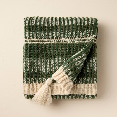 Knit Blanket Green/Sour Cream - Hearth & Hand™ with Magnolia | Target