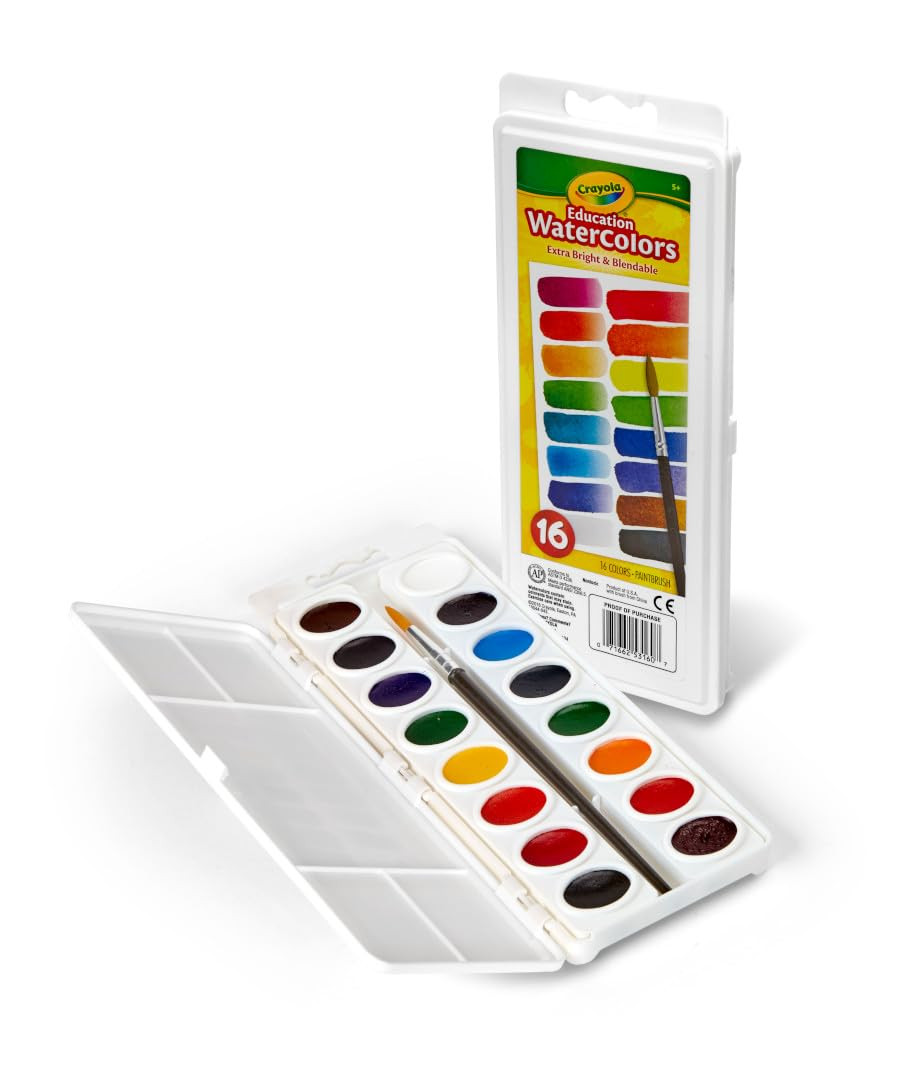 Crayola Watercolor Paint Set (16 Count), Washable Paint for Kids, 1 Paint Brush, Arts & Crafts Su... | Amazon (US)