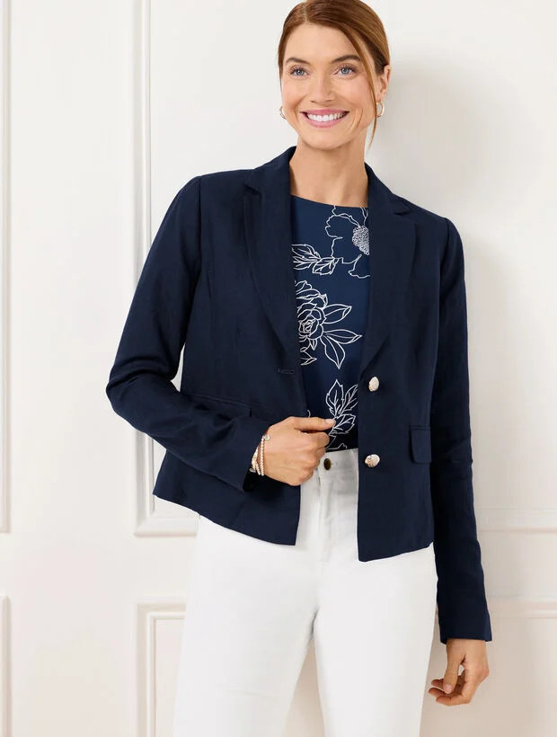 Short Linen Blazer | Talbots