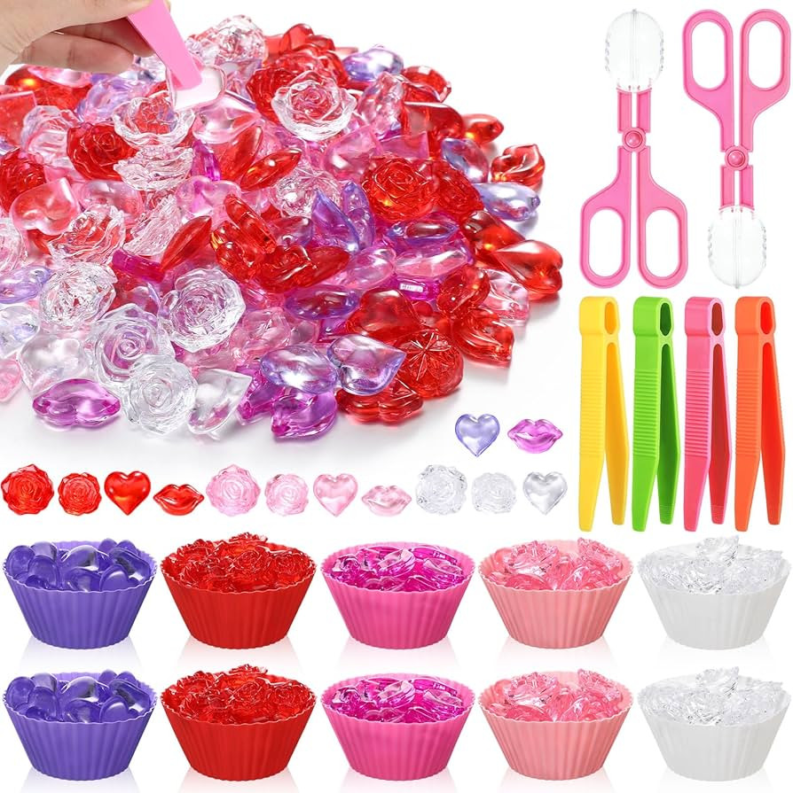 Hushee 276 Pcs Valentine Fine Motor Skills Toys Sensory Bin Filler Includes 3 Styles 260 Acrylic ... | Amazon (US)