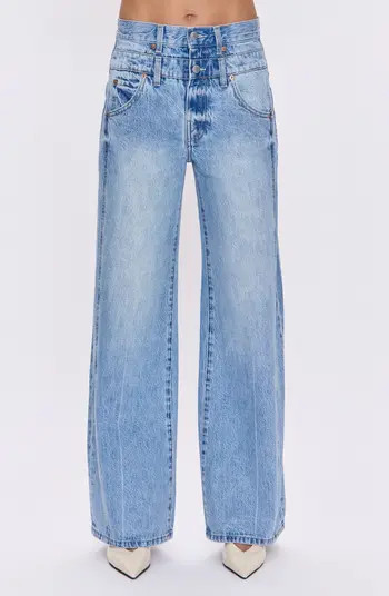 Caleb Double Waistband Wide Leg Jeans | Nordstrom