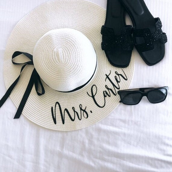 Floppy Beach Hat, Custom floppy beach hat, honeymoon beach hat, custom beach hat, personalize sun... | Etsy (US)