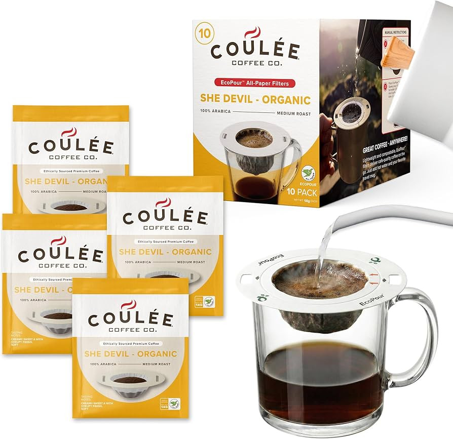 EcoPour She Devil Coffee, Single Serve Pour Over Arabic Coffee, Medium Roast, Use for Camping or ... | Amazon (US)