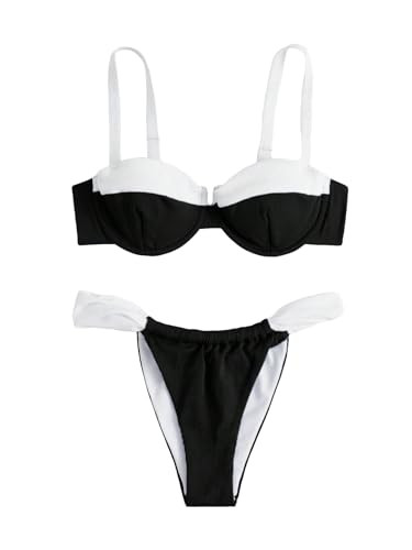 SOLY HUX Women's Color Block Underwire Bikini Sets Bathing Suits Two Piece Swimsuits | Amazon (US)