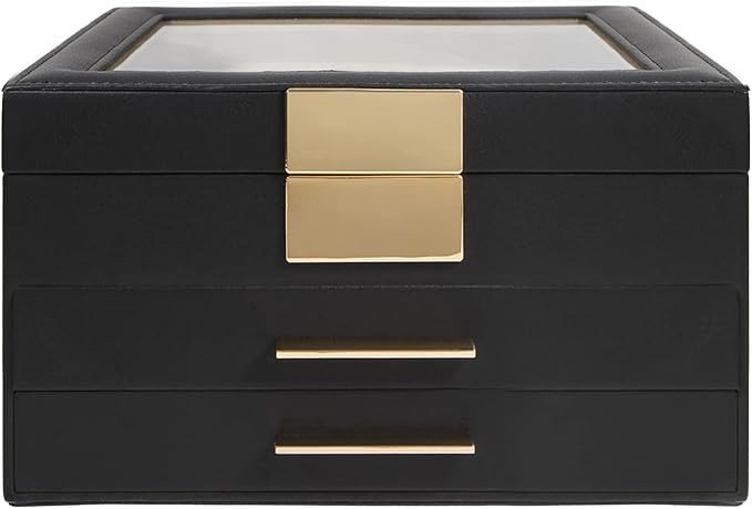 Jewelry Box with Transparent lid, 4-Layer Jewelry Organizer with 3 Drawers, 4 Watch Pillows and G... | Amazon (US)