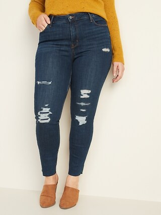 High-Waisted Distressed Rockstar Super Skinny Ankle Jeans for Women | Old Navy (CA)